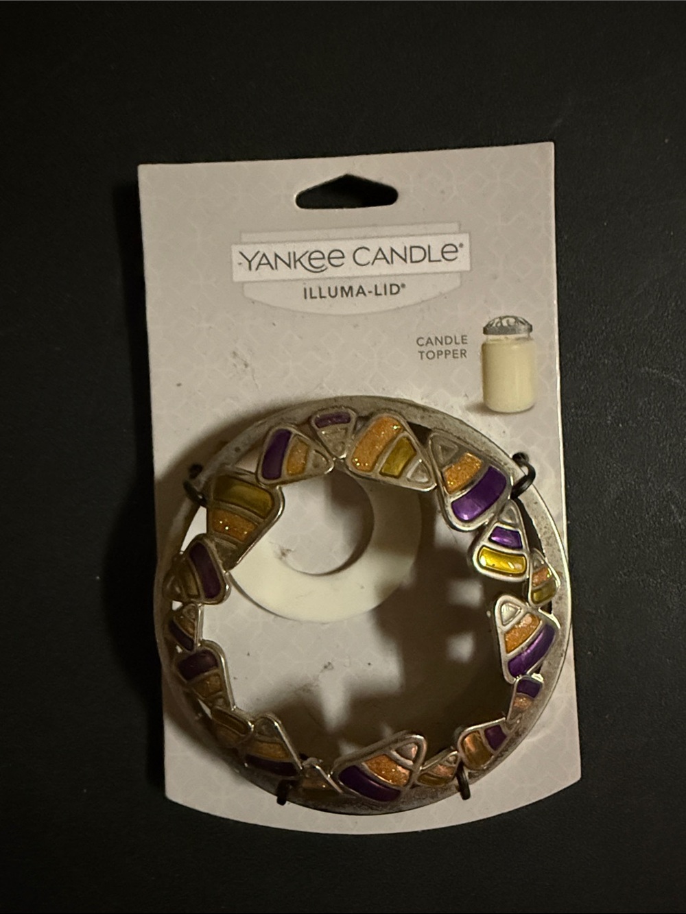Yankee Candle Illuma-Lid Gold Candle Topper with Purple & Yellow Accents